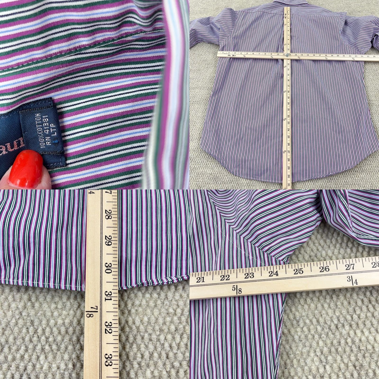 Polo Ralph Lauren Polo Ralph Lauren Shirt Men 17 34 XL Purple Button Up Striped Classic Fit Poplin Size US XL / EU 56 / 4 - 8 Thumbnail