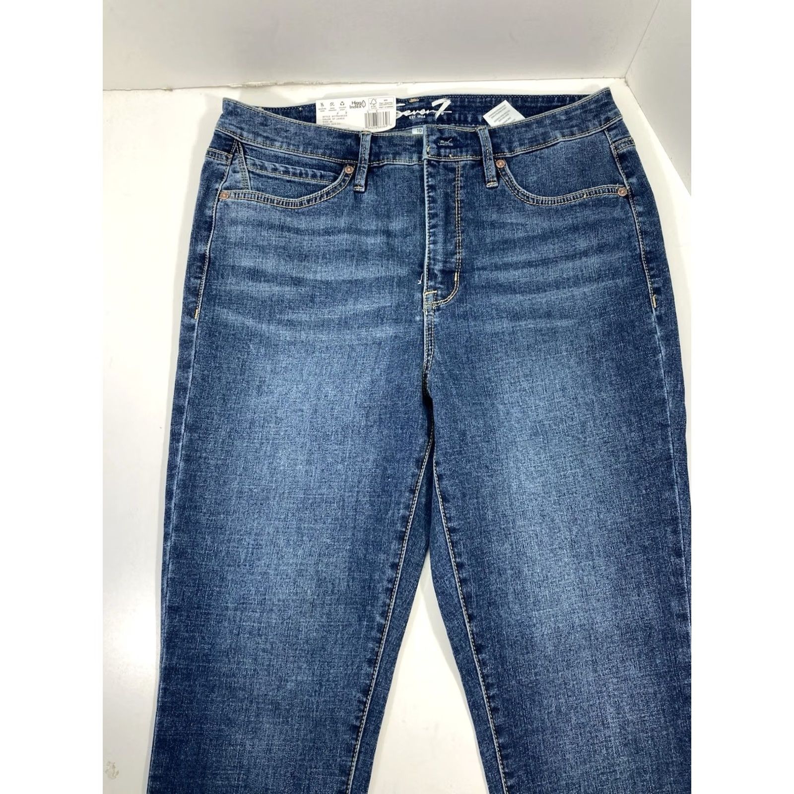 Vintage Seven7 Jeans Women 10 34X31 Blue Denim High Rise Stretch Medium Wash NWT Skinny Size 24" / US 00 / IT 34 - 6 Thumbnail