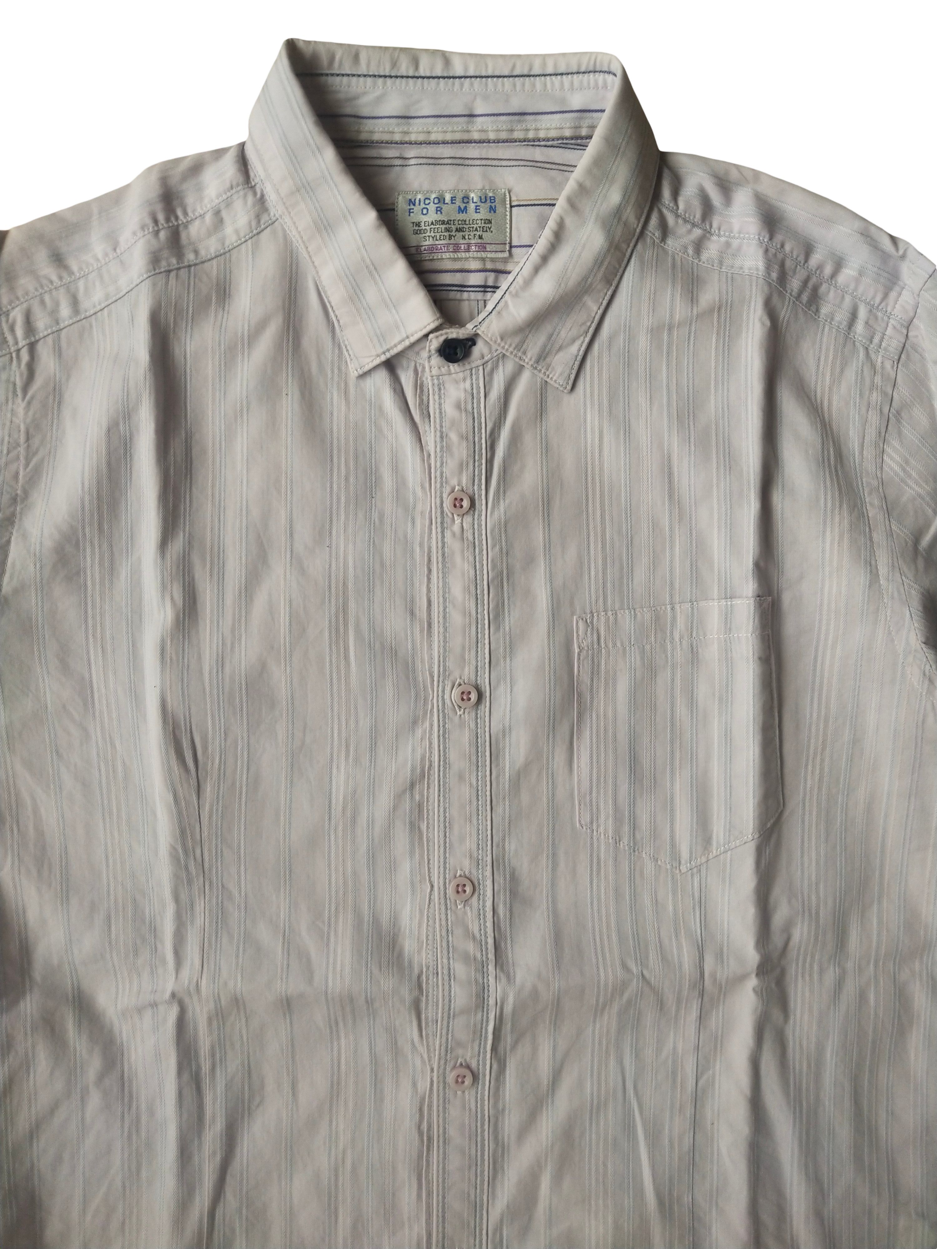 Nicole Club 2000s Nicole Club For Men 3/4 Sleeve Striped Shirt Y2K Japan Size US M / EU 48-50 / 2 - 2 Thumbnail