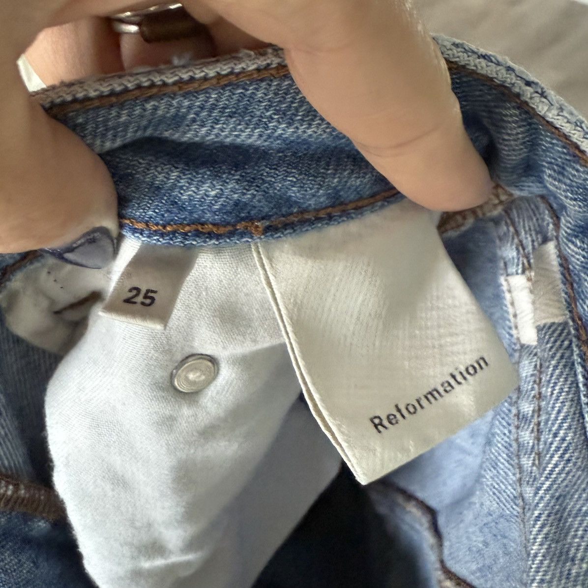 Reformation Reformation Medium Wash Seamed Ankle Jean | Size 25 Size 25" / US 0 / IT 36 - 7 Thumbnail