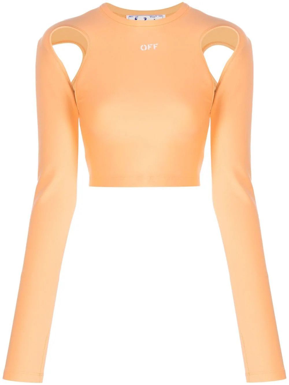 Off-White o1mle0824 Sleek Cut Out Long Sleeved Crop Top Peach Orange Size L / US 10 / IT 46 - 1 Thumbnail