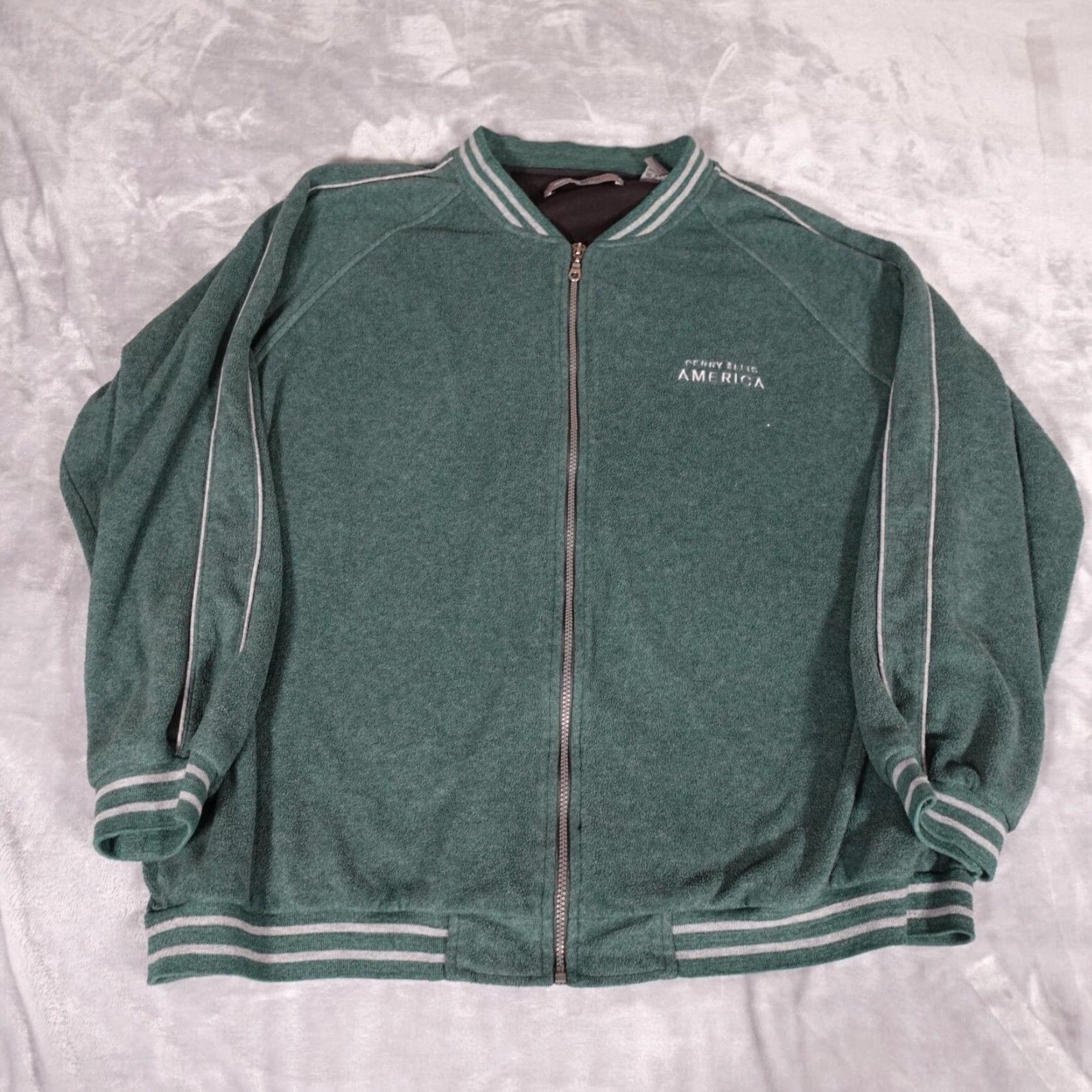Perry Ellis VINTAGE Perry Ellis America Active Bomber Jacket Men 2XL Green Full Zip 90s Embroidered Logo Mid-Length Size US XXL / EU 58 / 5 - 2 Thumbnail