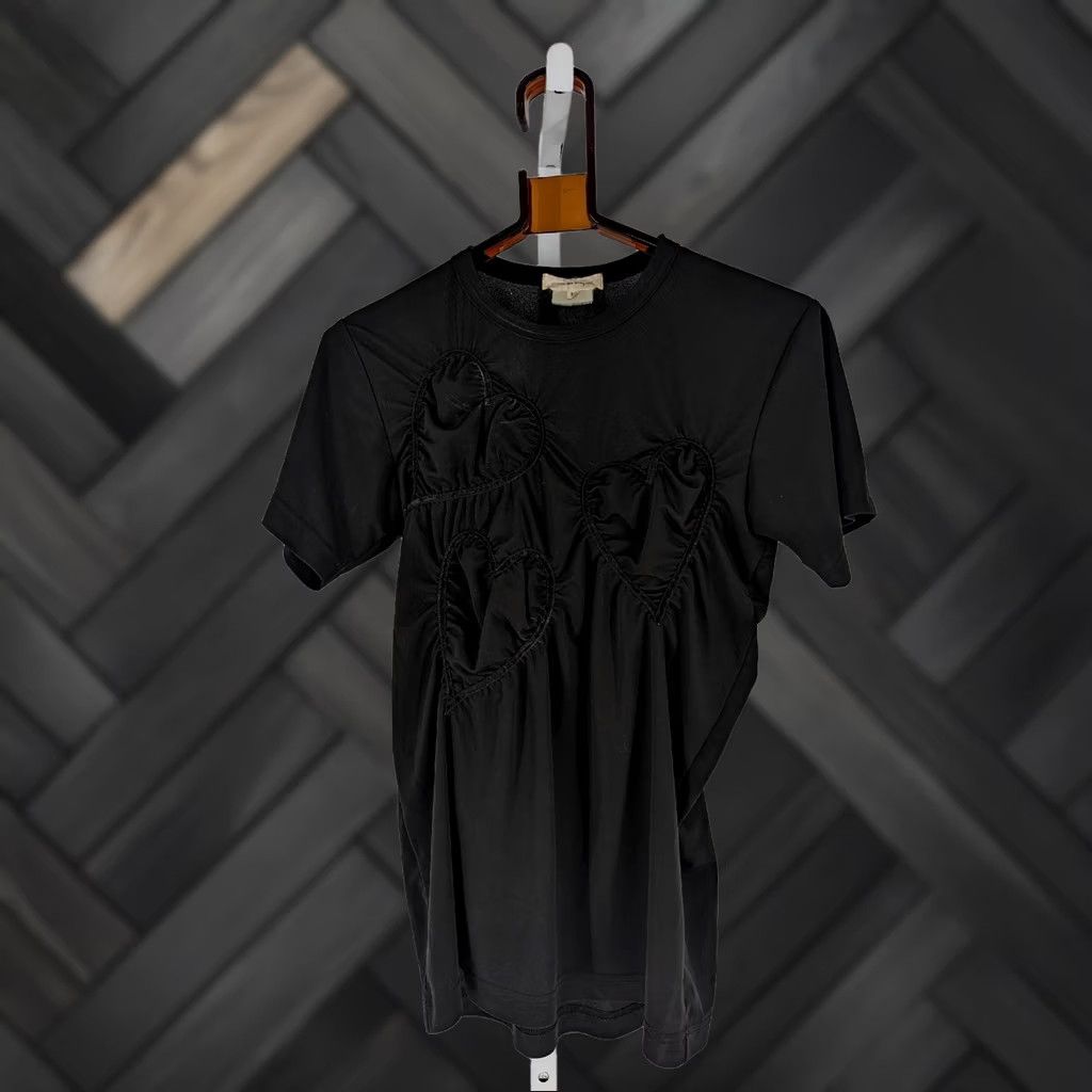 Comme des Garcons Girl VINTAGE Comme design Garcons Bodycon Shirt Black Heart Sculptural Hearts Crewneck Women M Shirt Size M / US 6-8 / IT 42-44 - 1 Thumbnail