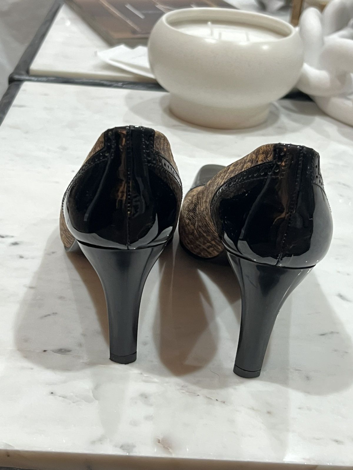 Other Sesto Meucci Mory Boroque Black and Brown Heels Size US 5.5 / IT 35.5 - 4 Thumbnail