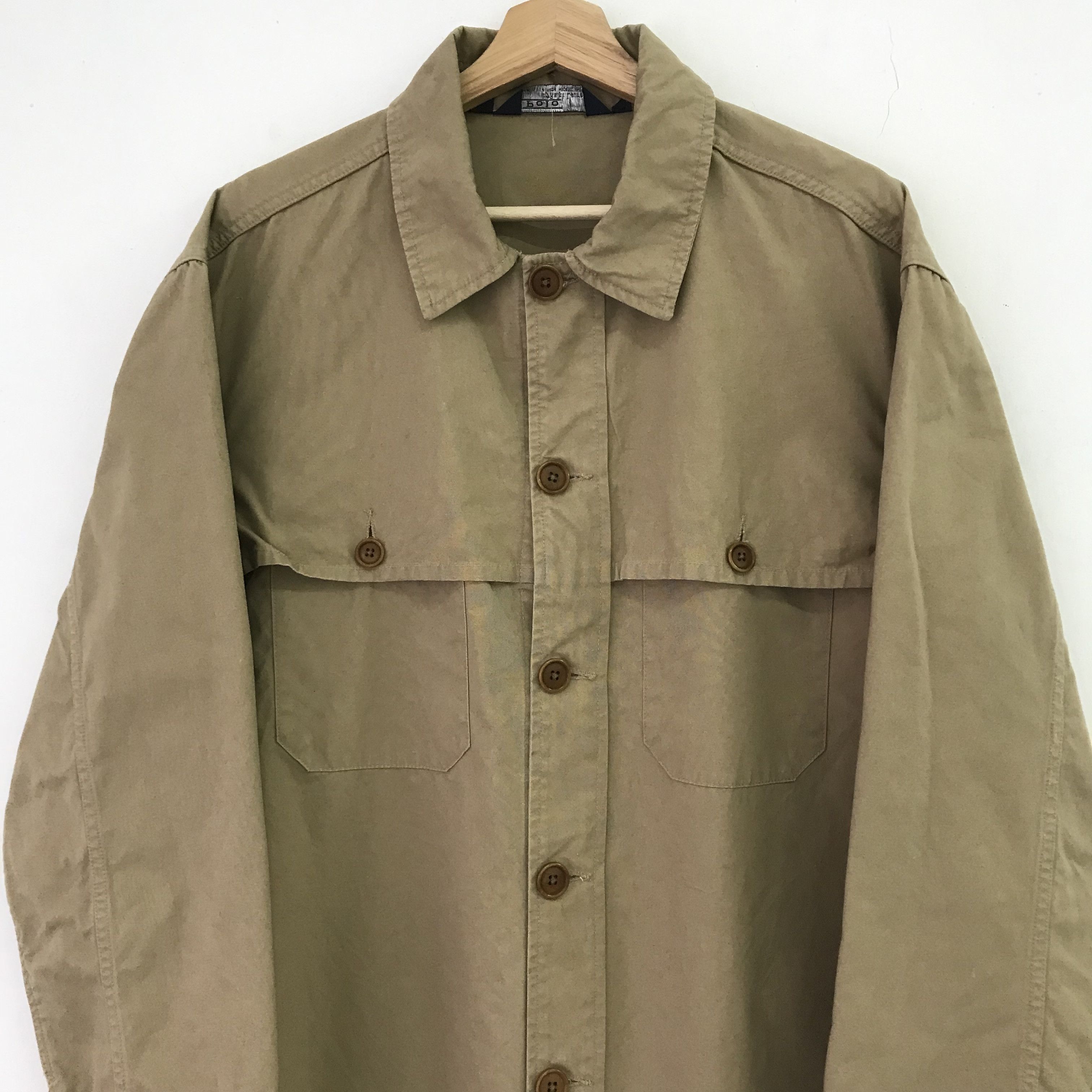 Polo Ralph Lauren × Vintage Vintage 90s Polo Ralph Lauren Beige Work Jacket Button Coat Size US L / EU 52-54 / 3 - 3 Thumbnail