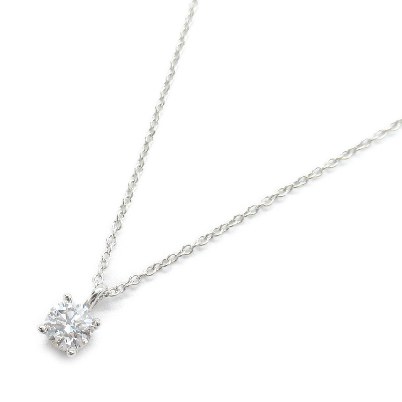 Tiffany Co Solitaire Diamond Necklace Pt950 Platinum Clear