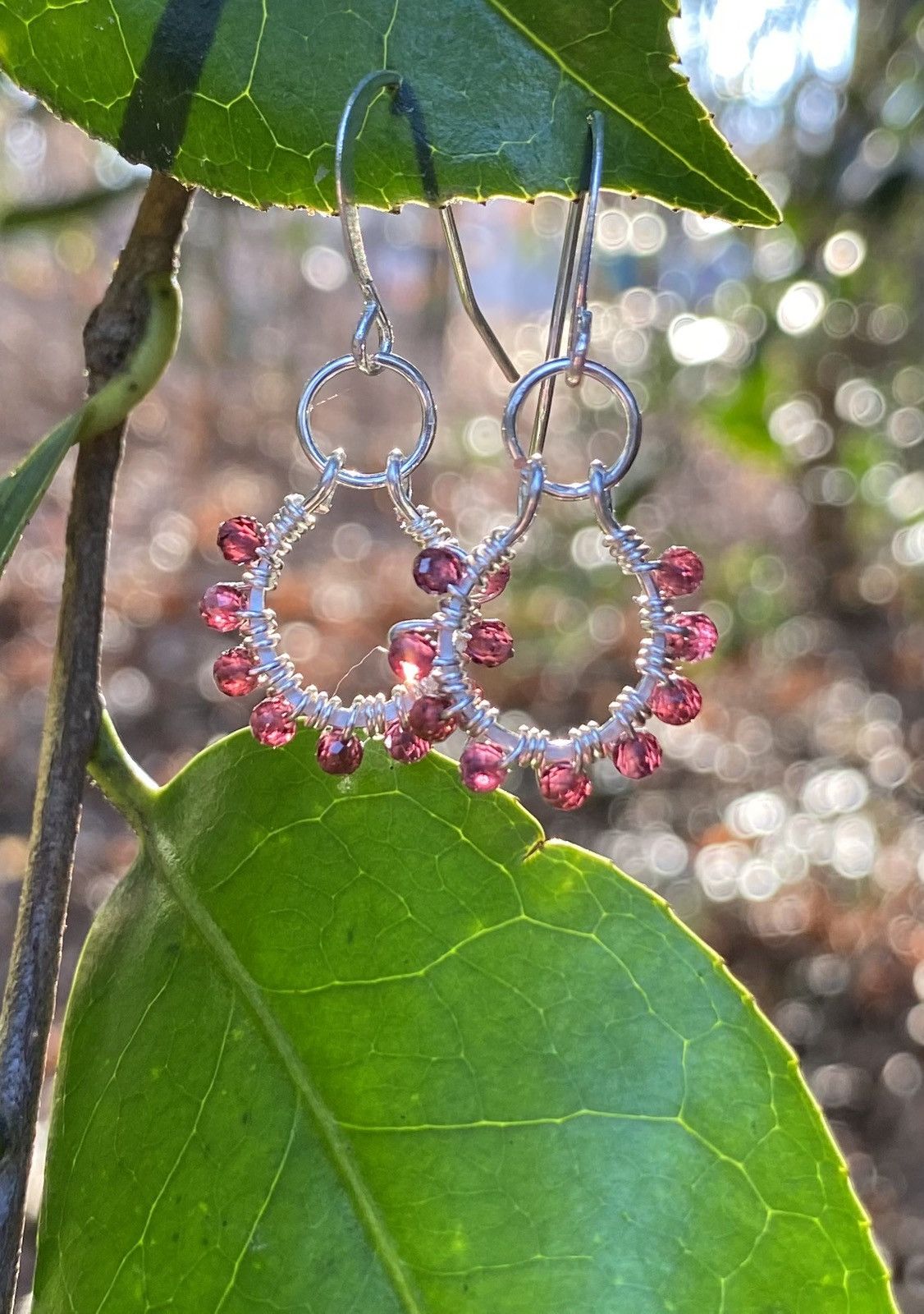 Handmade Garnet Hoops Size ONE SIZE - 1 Thumbnail