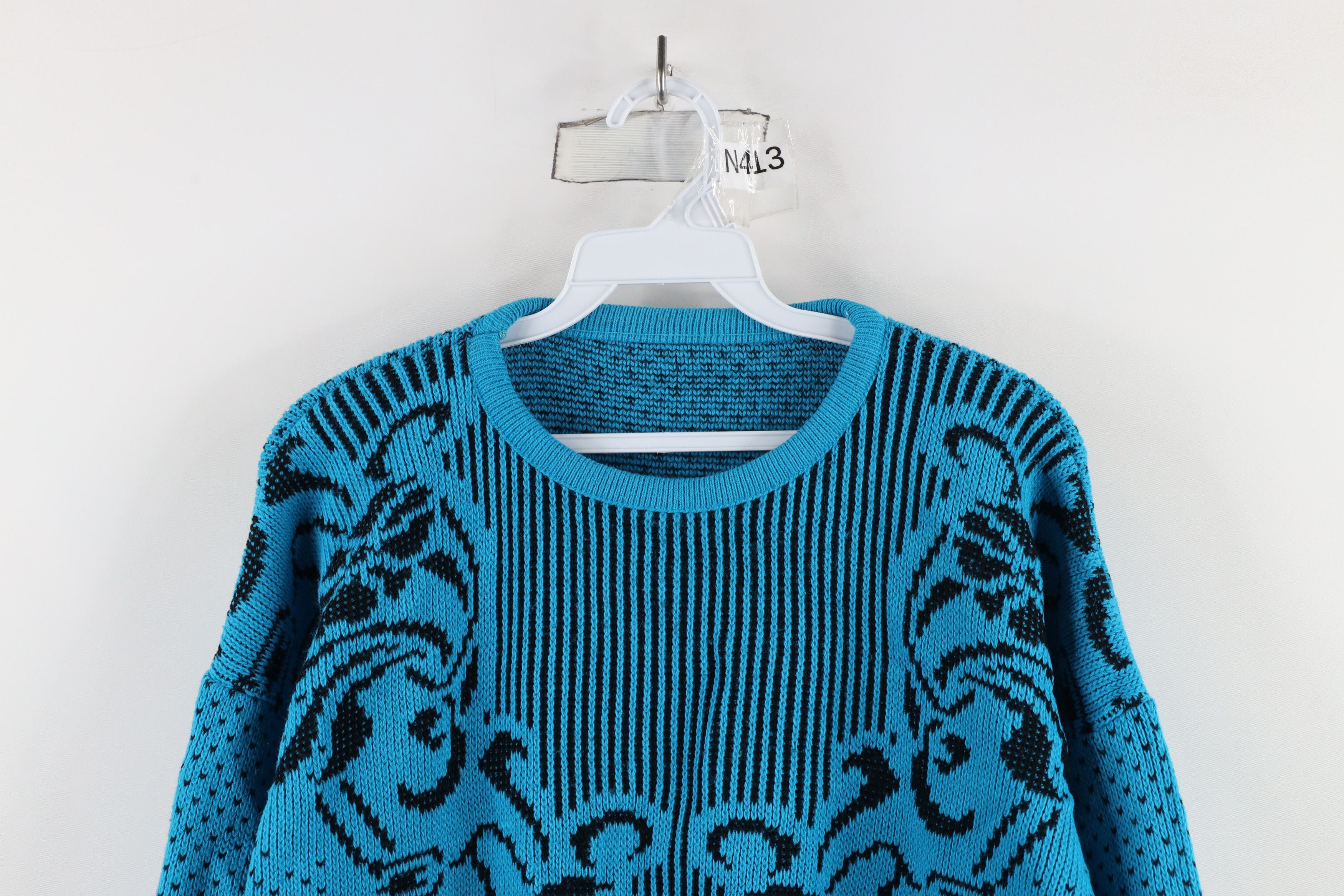 Vintage Vintage 90s Streetwear Flower Geometric Knit Mom Sweater Size XL / US 12-14 / IT 48-50 - 2 Thumbnail