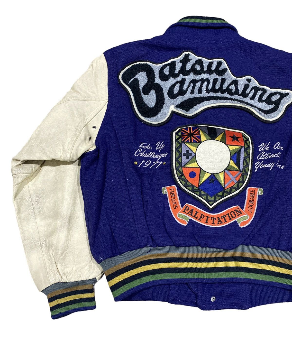 Japanese Brand 🔥ACCEPT BINDING🔥Vintage Batsu Varsity Jacket leather sleeve Size US M / EU 48-50 / 2 - 2 Thumbnail