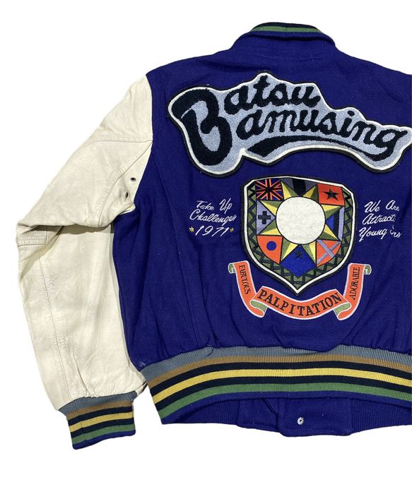 Vintage 🔥ACCEPT BINDING🔥Vintage Batsu Varsity Jacket leather sleeve
