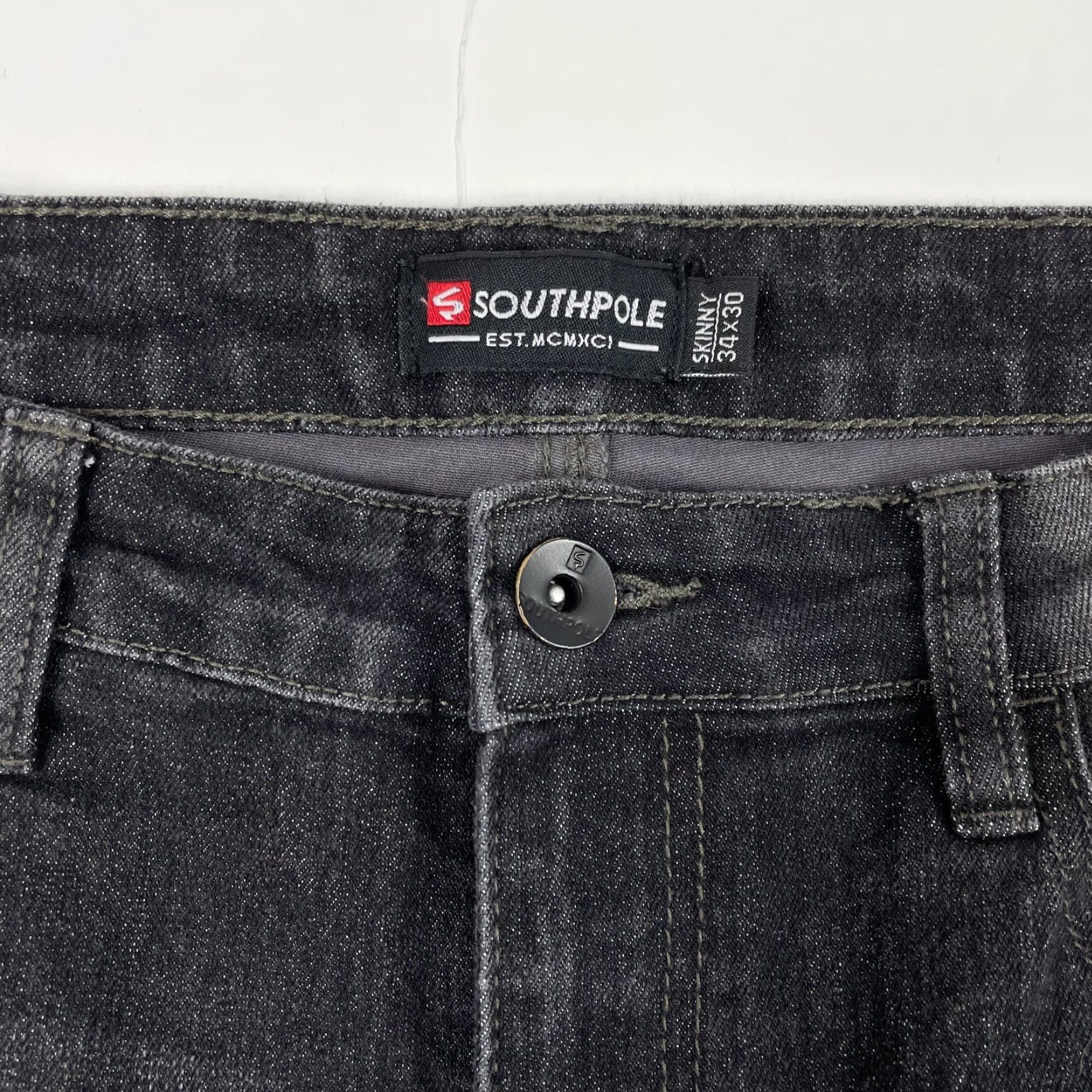 Southpole Southpole Jeans Mens 34 x 30 Black Camouflage Skinny Denim Moto Distressed Jeans Biker 5-Pocket Regular Rise Mid Denim Shirt? Size US 34 / EU 50 - 6 Thumbnail
