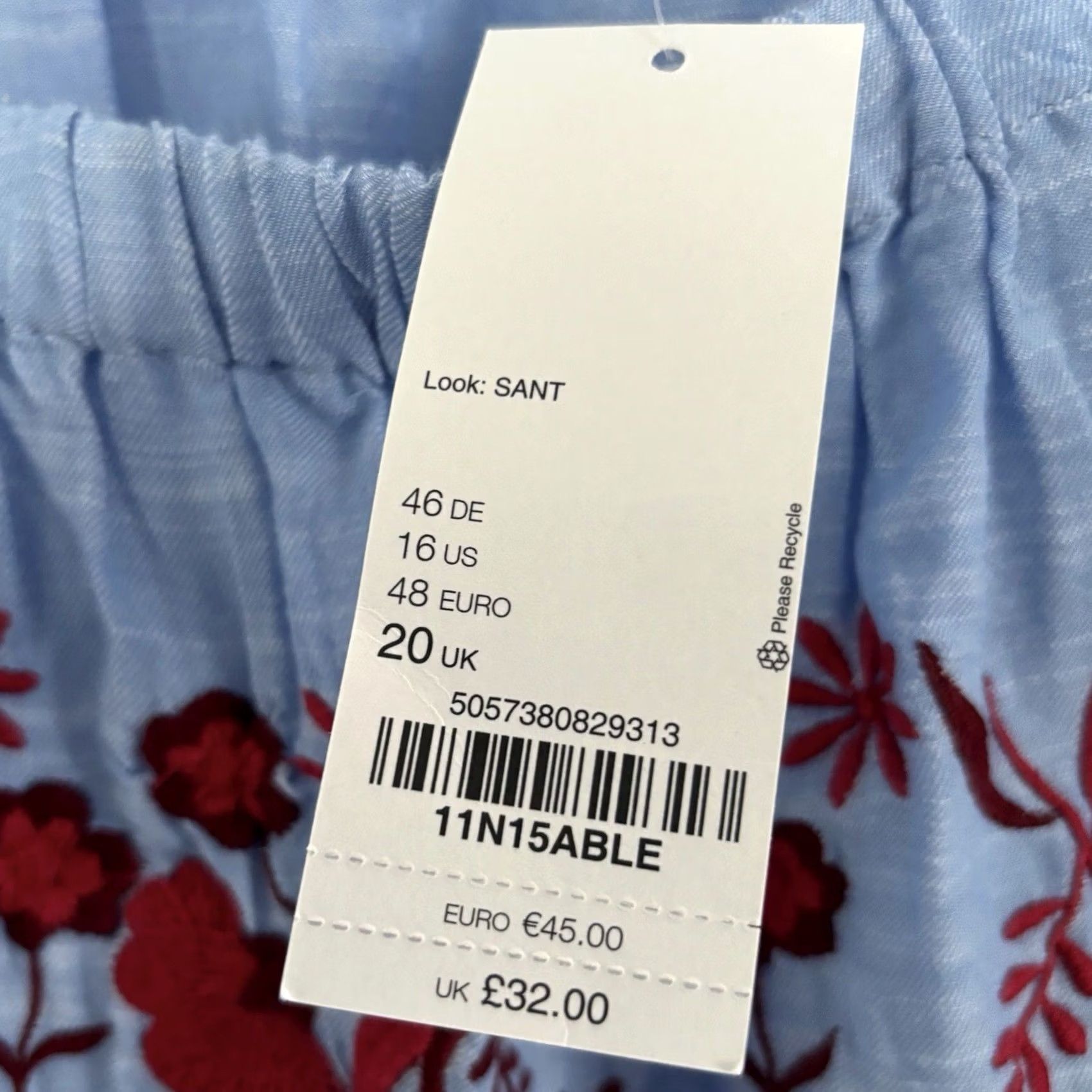 Vintage VINTAGE? No — Evans Top Off The Shoulder Blue Floral Embroidery UK 20 Womens BNWT Off The Shoulder Top Size 3XL / US 20-22 - 5 Thumbnail