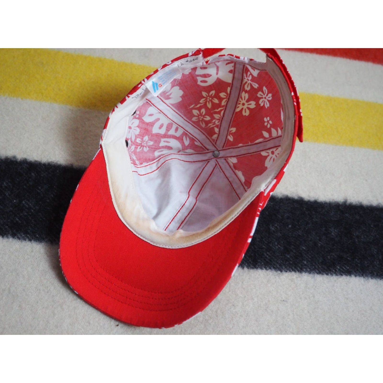 Etro VTG 80s 90s Red White Floral Hawaiian Retro Surf Beach Strapback Hat Cap OSFM Size ONE SIZE - 3 Thumbnail