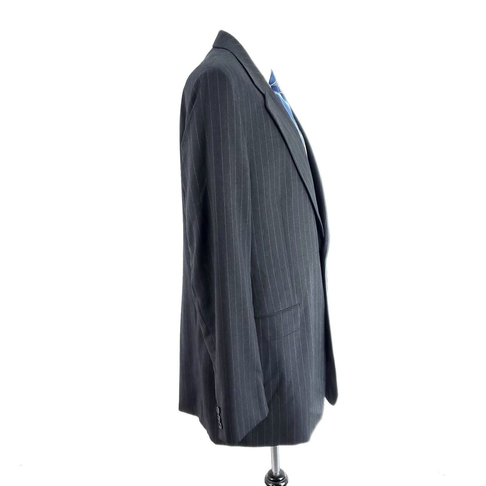 Jack Victor Jack Victor King Ct Wool 2 Button Suit Jacket 46L Gray Strip Size 46L - 6 Thumbnail