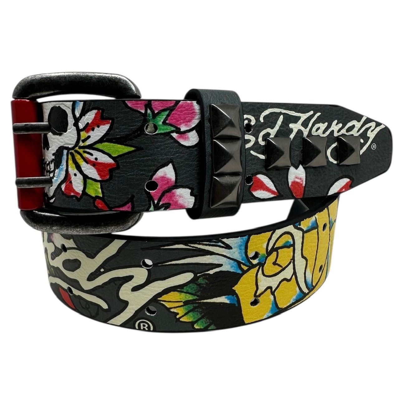 Ed Hardy Ed Hardy Men's My True Love Printed Tattoo Belt Size 40 - 1 Thumbnail