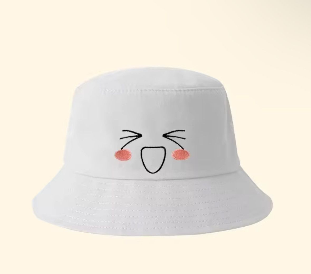 Japanese Brand Cute Anime Smiley Cat Fisherman White Panama Hat Size ONE SIZE - 1 Thumbnail