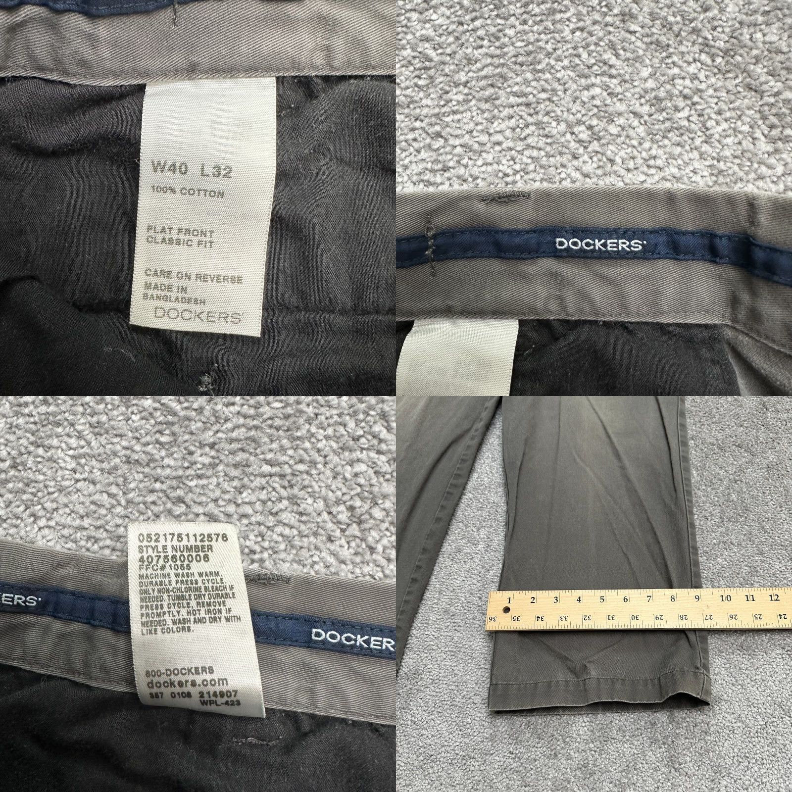 Dockers DOCKERS Classic Fit Chino Pants Mens 40x32 Black Straight Leg Flat Front Cotton Pants Mens Regular 40 Black Size US 40 / EU 56 - 8 Thumbnail