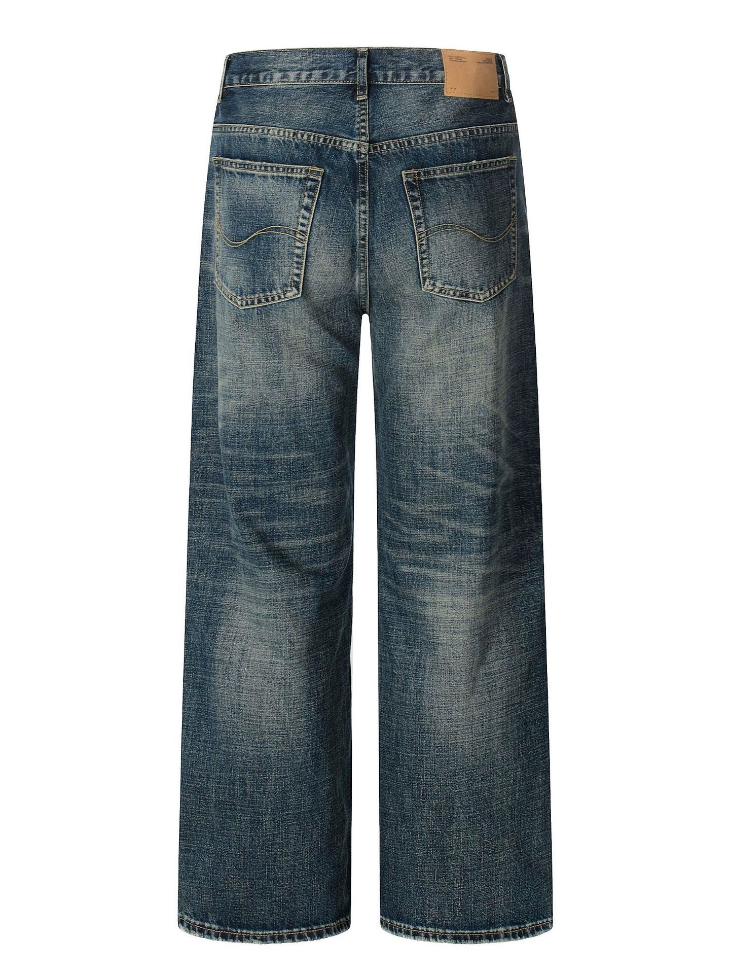Vintage Men's vintage washed distressed straight dark blue jeans Size US 32 / EU 48 - 3 Thumbnail