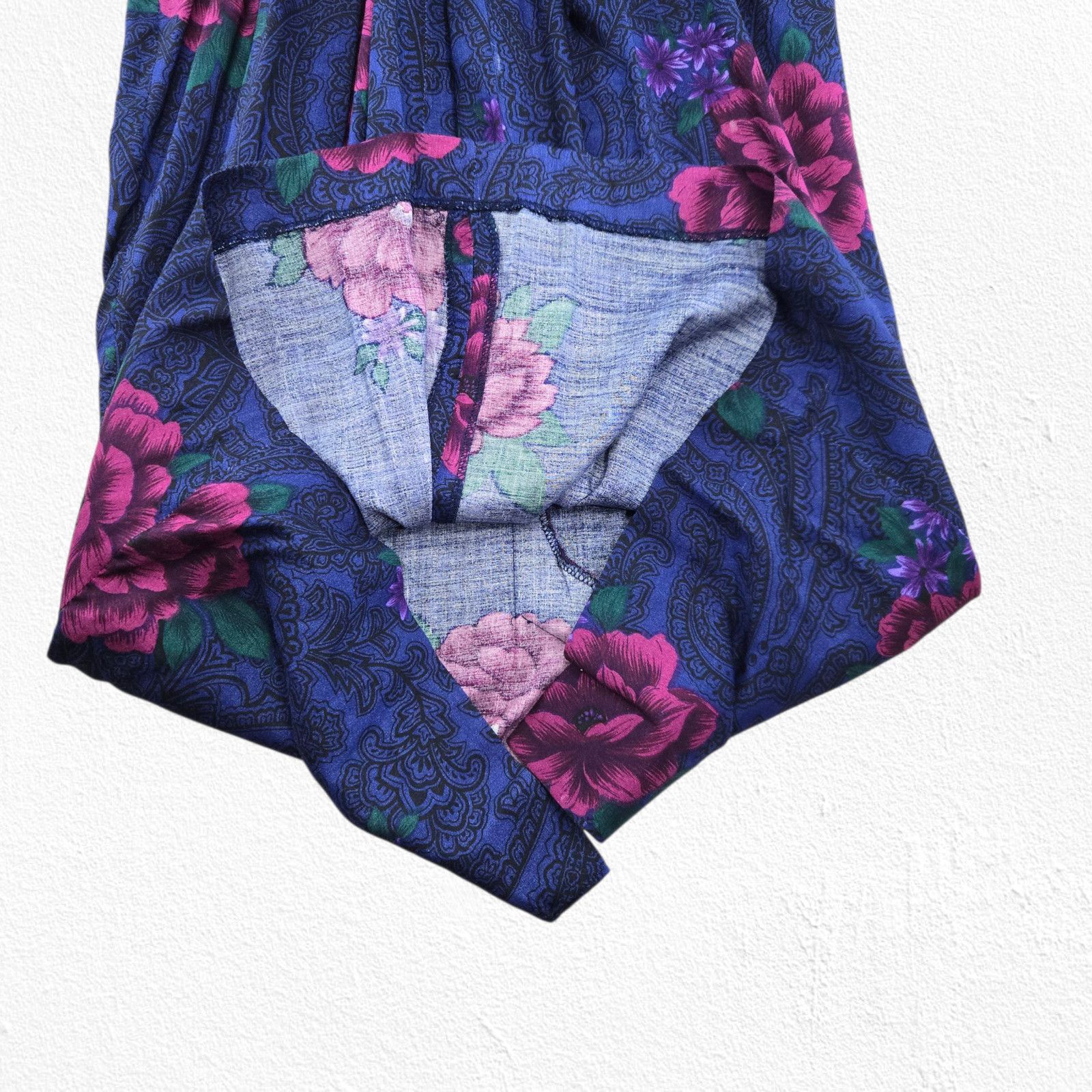 Vintage Vintage Blue Purple Floral Paisley Rayon Midi Dress Size 10 Size L / US 10 / IT 46 - 7 Thumbnail