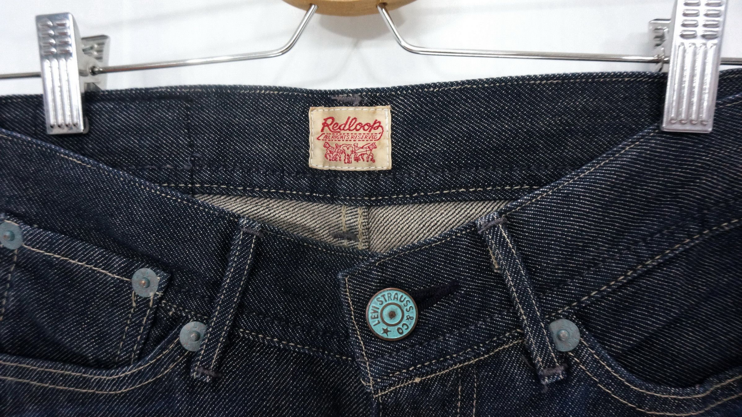 Levi's 💥 Rare Levis Women Red Loop Japan Flare Indigo Jeans Size 27" / US 4 / IT 40 - 5 Thumbnail