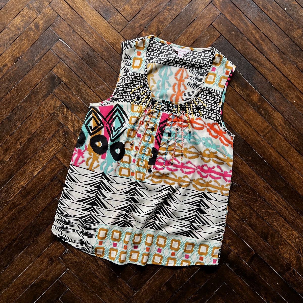 Designer Marisota Women’s Made in India Geometric Tank Top Blouse Size M / US 6-8 / IT 42-44 - 1 Thumbnail