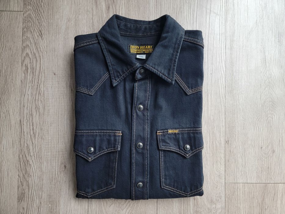 Iron Heart IRON HEART 12oz Selvedge Denim Overdyed Indigo Western Shirt