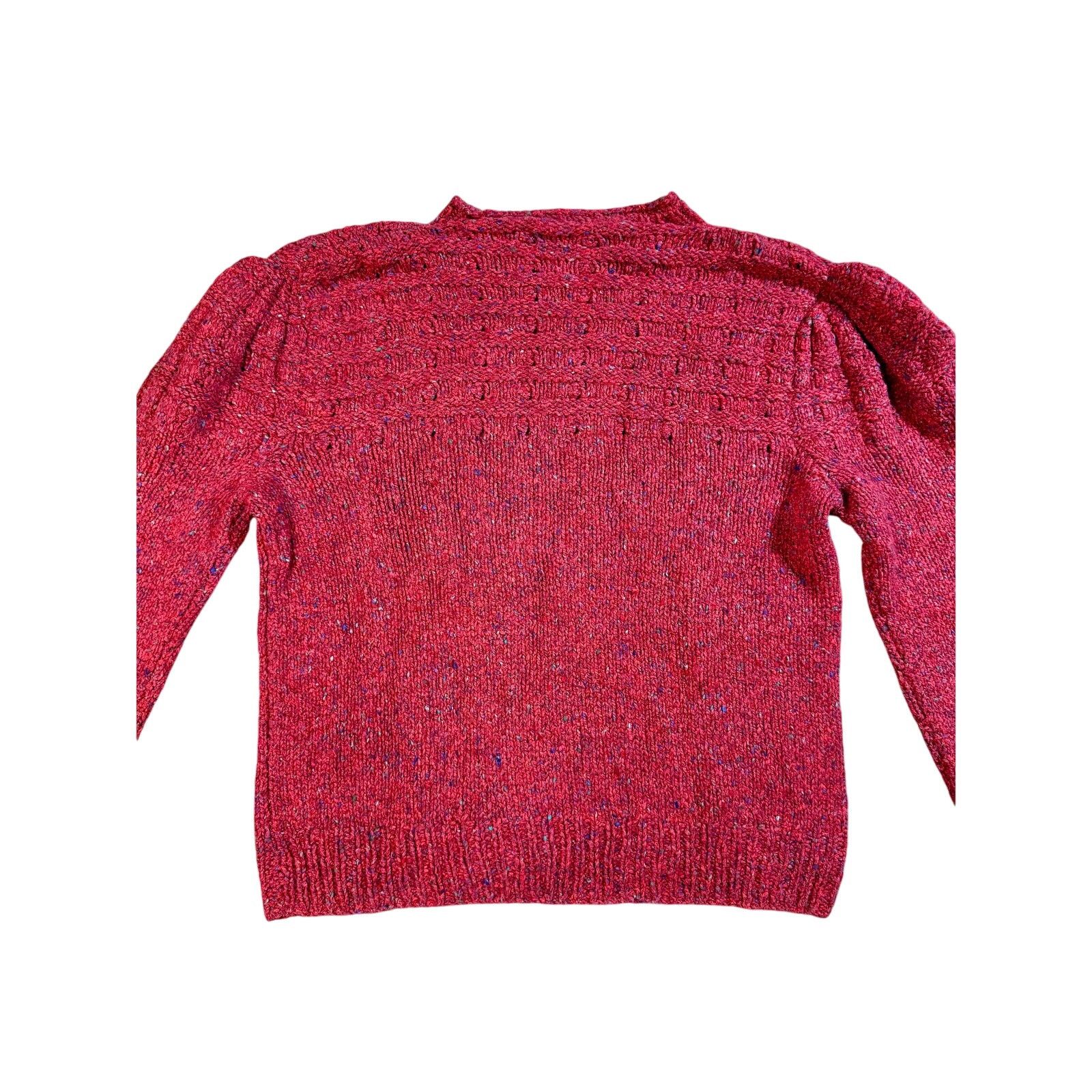 Vintage Vintage Hand Knitted Red Sweater with Puff Sleeves Size M / US 6-8 / IT 42-44 - 4 Thumbnail