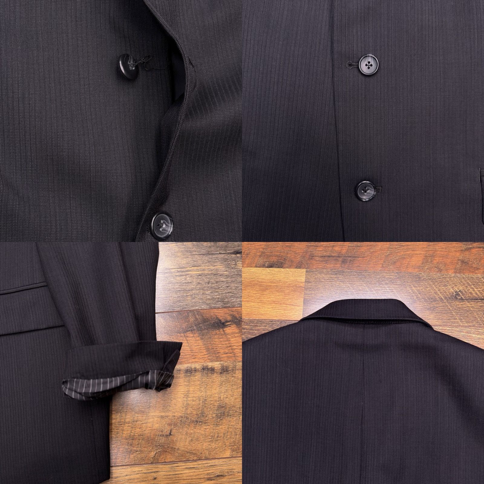 Vintage Marc Anthony Suit Jacket 44 Short Black Wool Blazer Jacket Notch Lapel Two-Button Single-Breasted Men 44 Regular Size US 44 / EU 60 - 8 Thumbnail