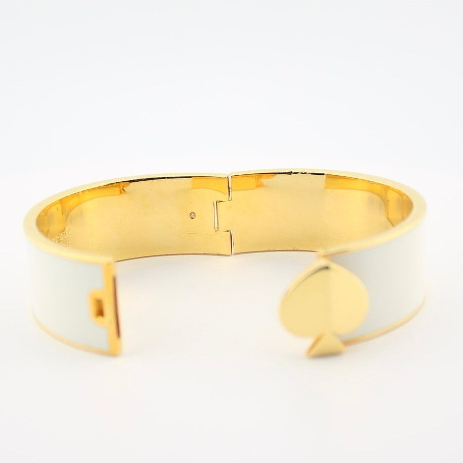Kate Spade Kate Spade White Enamel Gold Tone Hinged Spade Bangle Size ONE SIZE - 3 Thumbnail