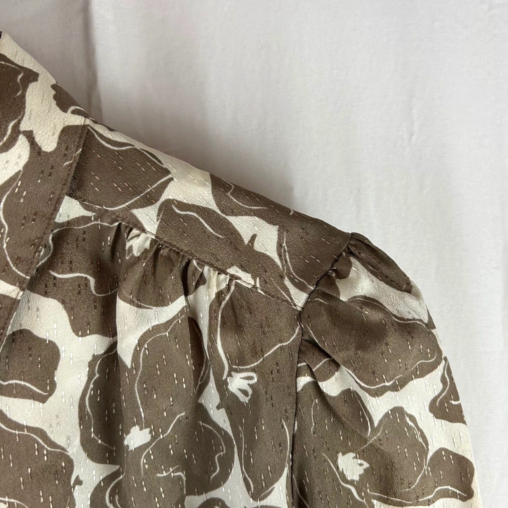 Vintage VINTAGE Pykettes Blouse Shirt Womens Size 12 Brown Floral Button Down Polyester Size XL / US 12-14 / IT 48-50 - 6 Thumbnail