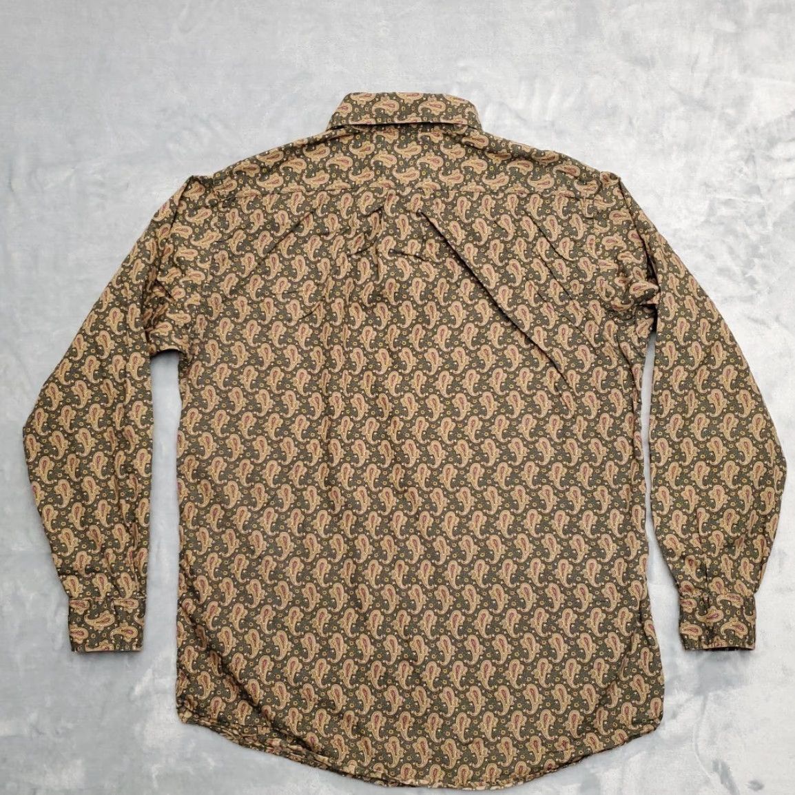 Cremieux Cremieux Shirt Mens Medium Green Paisley 100% Cotton Long Sleeve 90s Retro Mod Size US M / EU 48-50 / 2 - 6 Thumbnail