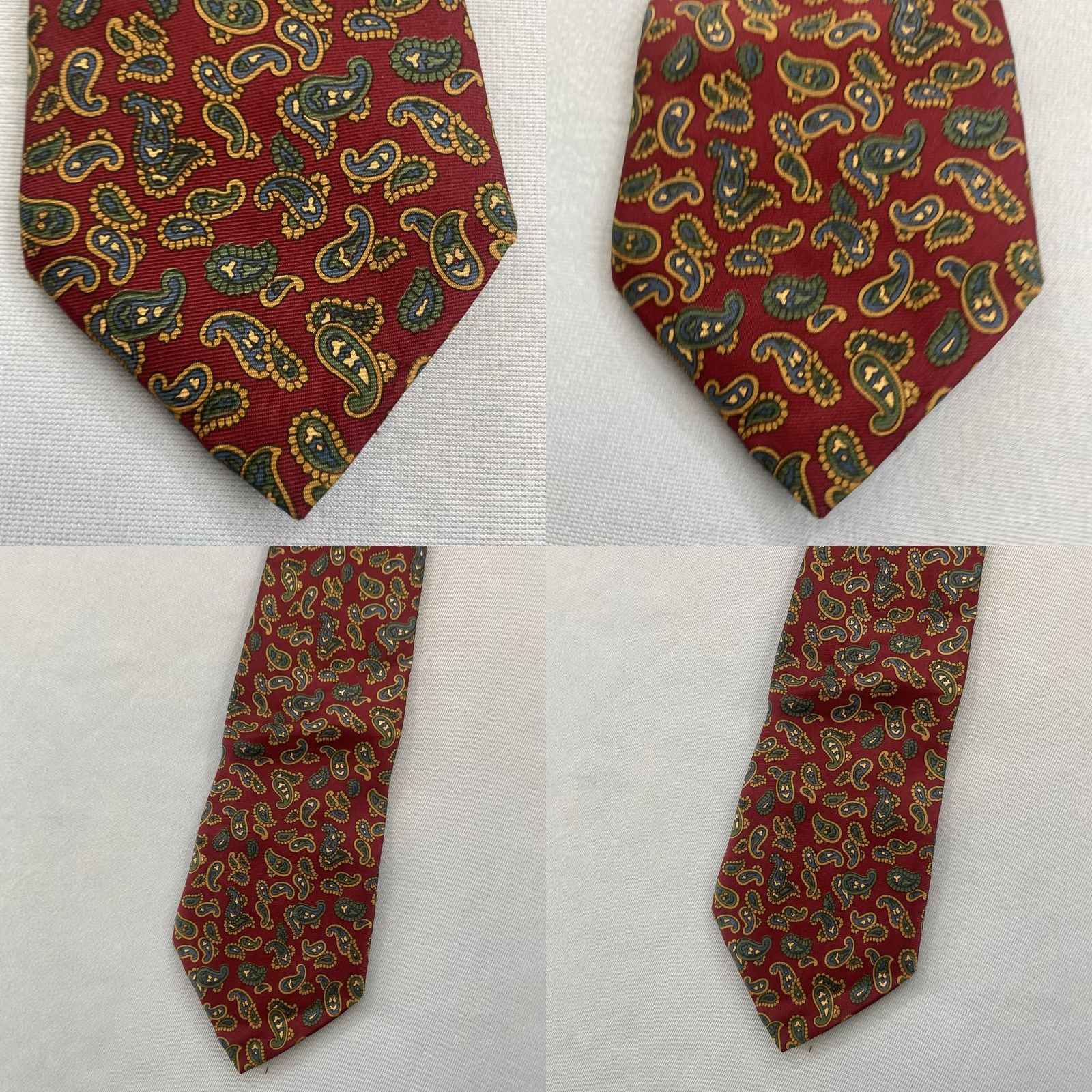 Vintage VINTAGE Italian Silk Neck Tie Paisley Red Green Yellow 3.5x56 USA Classic Necktie Men's Tie Size ONE SIZE - 8 Thumbnail