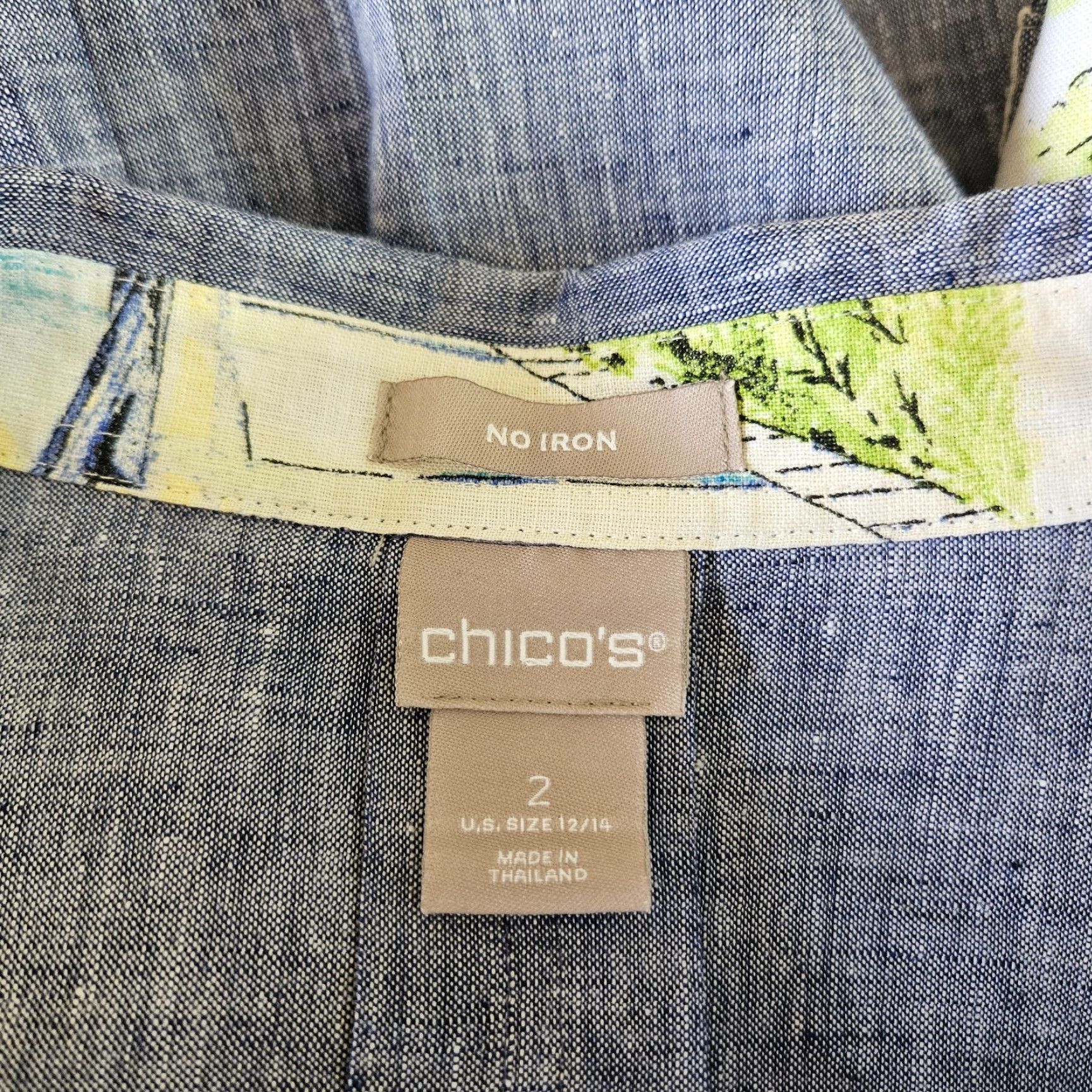 Vintage Chico's Womens Button-Up Linen No Iron 3/4 Sleeve Blue Sz M Shirt Size M / US 6-8 / IT 42-44 - 6 Thumbnail