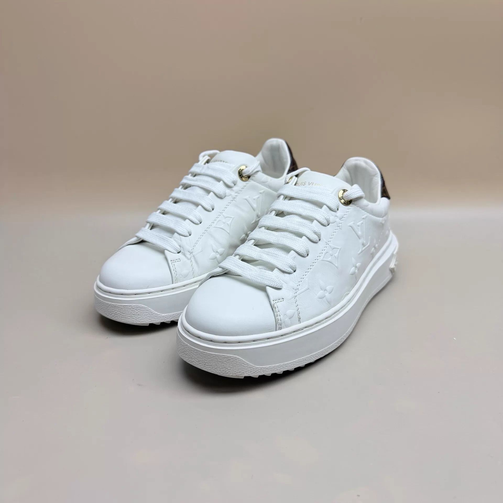 Louis Vuitton LV White/Brown Monogram Platform Shoes EU35 95 New Size US 4.5 / IT 34.5 - 1 Thumbnail