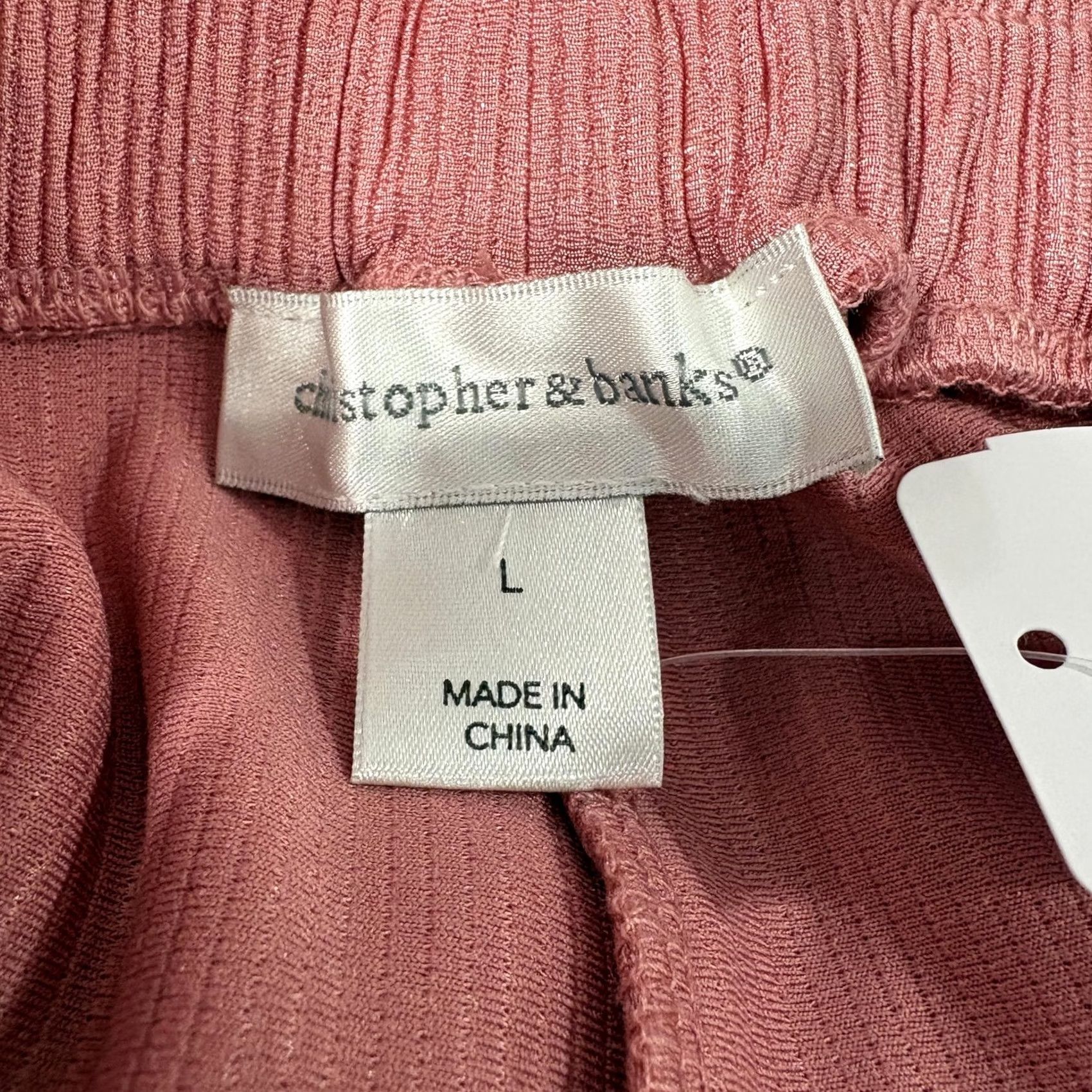 Vintage Christopher & Banks Ribbed Knit Crop Pants Womens Large Pink Elastic Wide Leg Shirt? Size 36" / US 14 / IT 50 - 3 Thumbnail