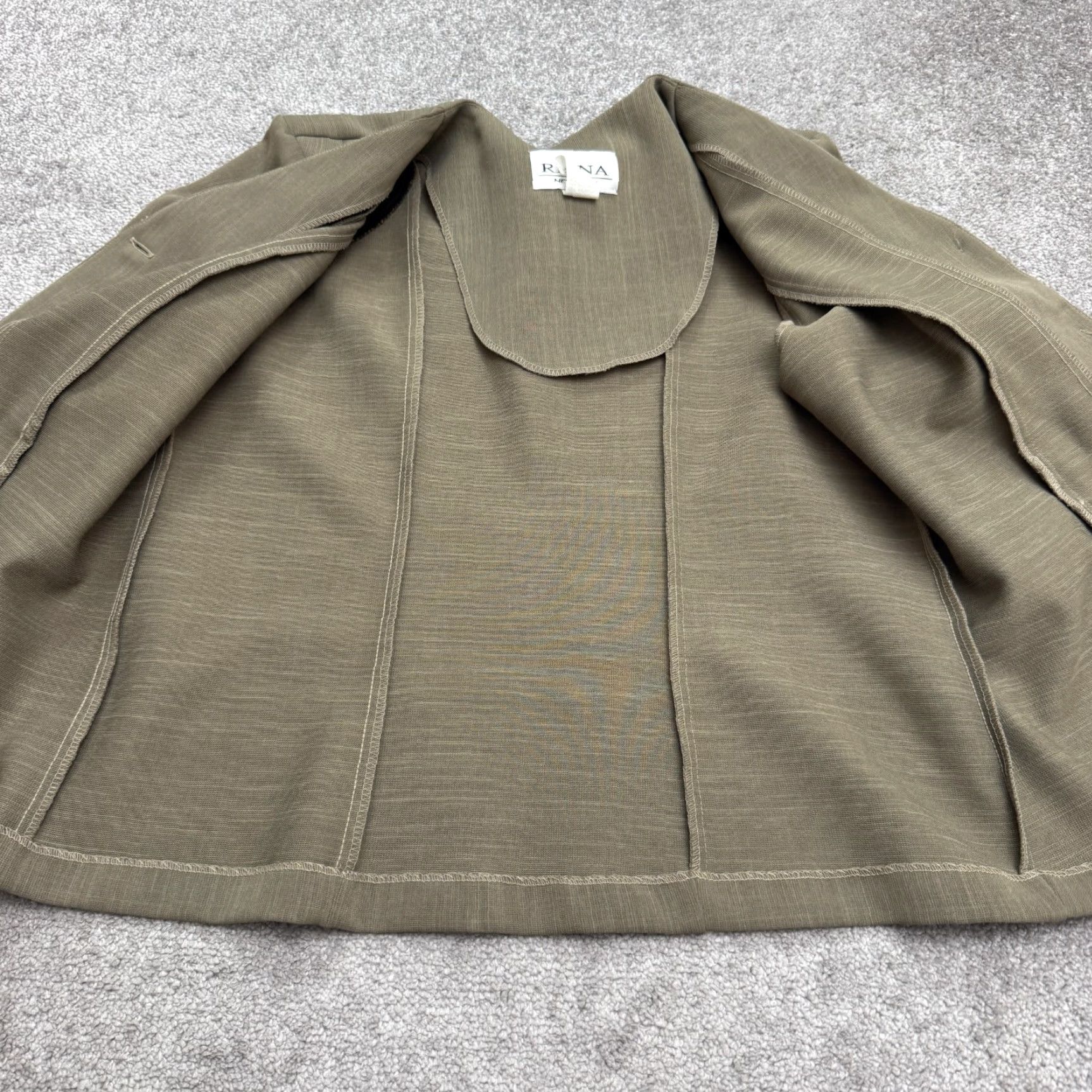 Vintage VINTAGE Reina New York Blazer Jacket Womens 16P Brown Collarless 90s Petite Short Solid Jacket, Workwear, 16P Womens Size XXL / US 16-18 / IT 52-54 - 6 Thumbnail