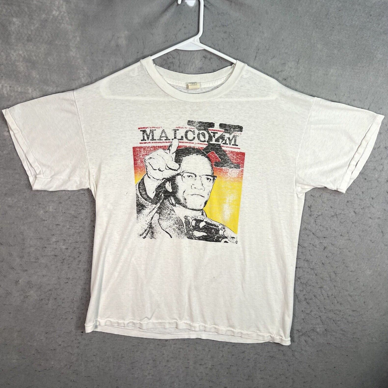 Image of Vintage 90's Malcolm X Art T Shirt Adult XL White Mens