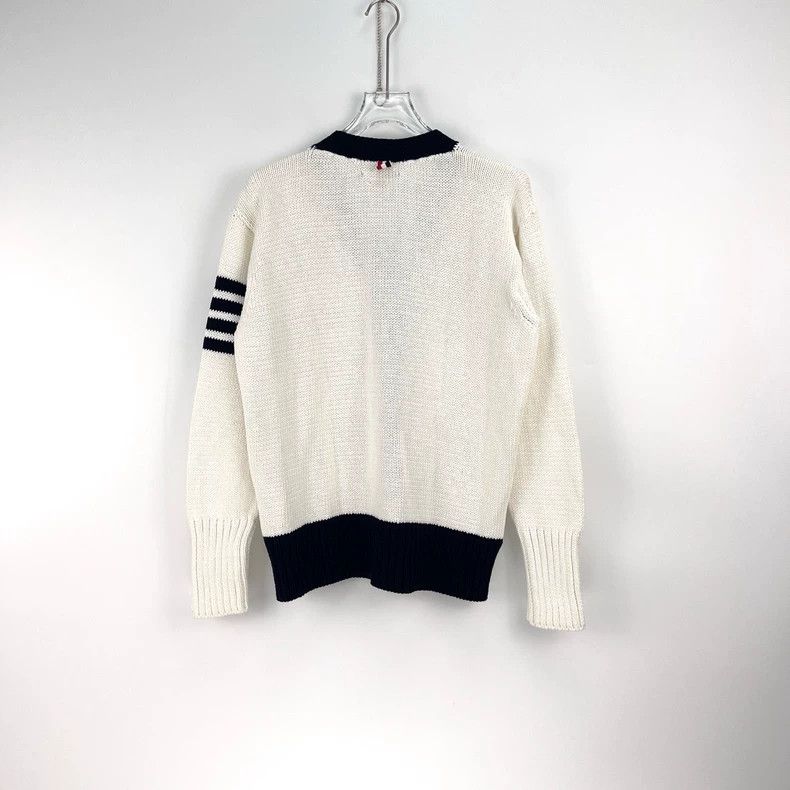 Thom Browne Thom Browne Size 4White Stripe 4-button Knit Cardigan 2501- Size US XL / EU 56 / 4 - 4 Thumbnail