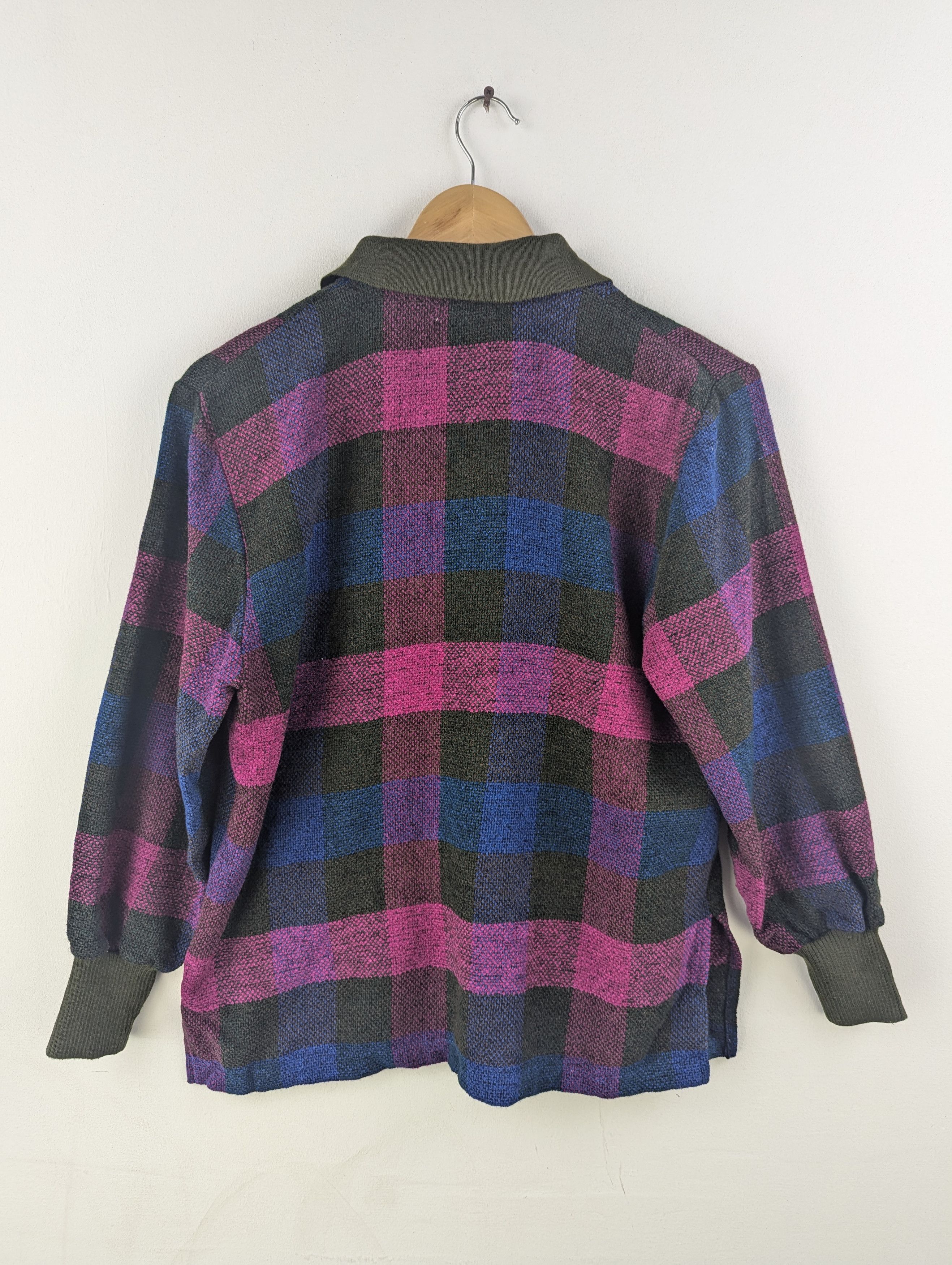 Japanese Brand × Vintage Vintage 1990s Wool Shirt Button Up Long Sleeve Checkered Size M / US 6-8 / IT 42-44 - 9 Thumbnail
