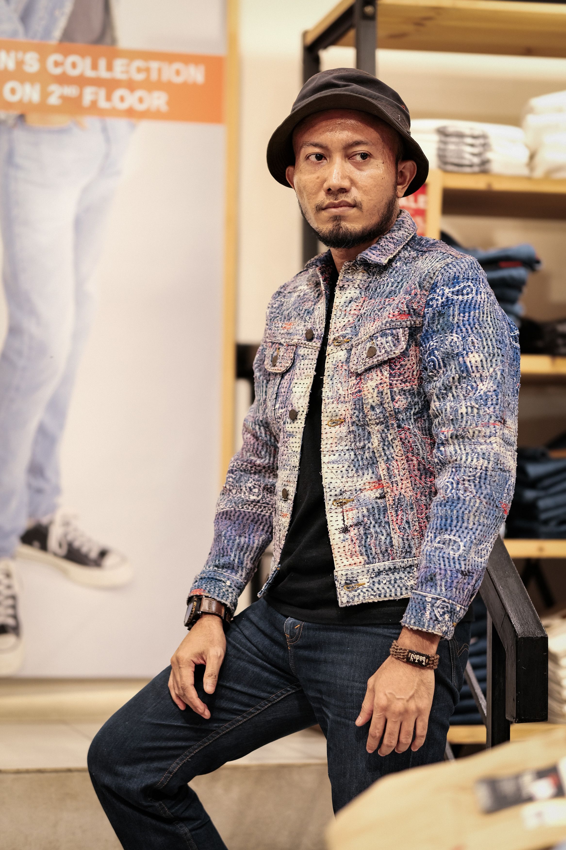 Edwin Edwin Jeans Type 2 Selvedge Custom Sashiko Sorosjacket Size US S / EU 44-46 / 1 - 1 Thumbnail