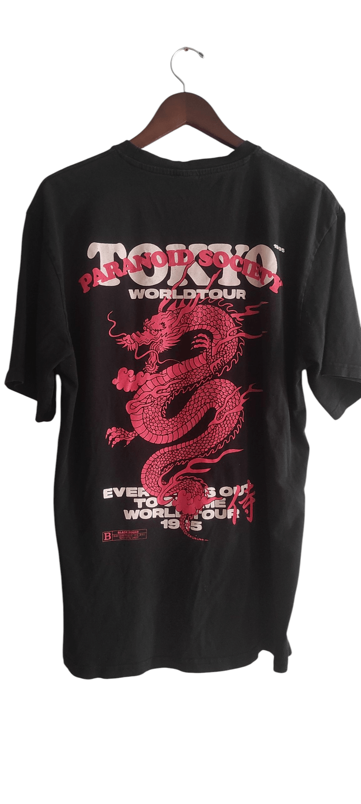 Japanese Brand × Vintage Black Squad 1995 Tokyo World Tour Paranoid Society Japan Tee Size US XXL / EU 58 / 5 - 1 Thumbnail