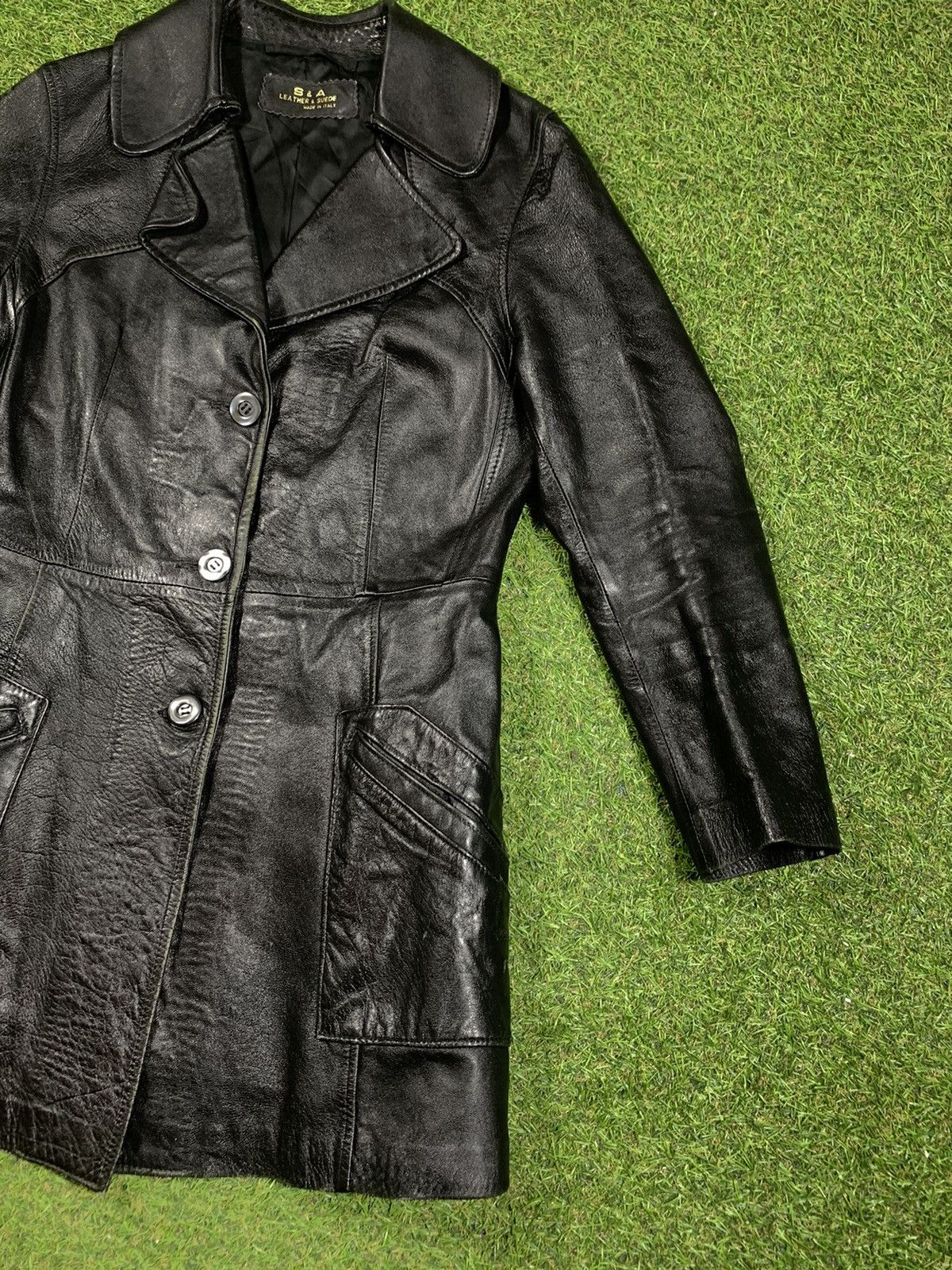 Leather Vintage Y2K Leather coat jacket streetwear opium style Size S / US 4 / IT 40 - 4 Thumbnail