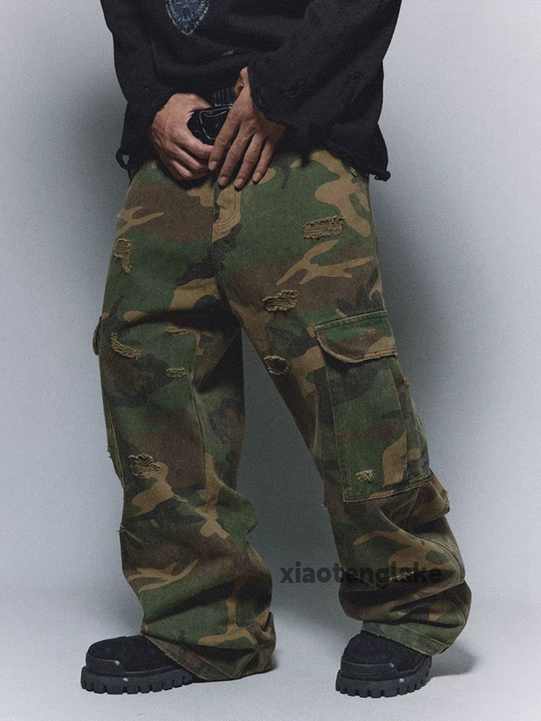 Vintage Unisex skate hiphop faded dance loose camo cargo pants Size US 34 / EU 50 - 9 Thumbnail