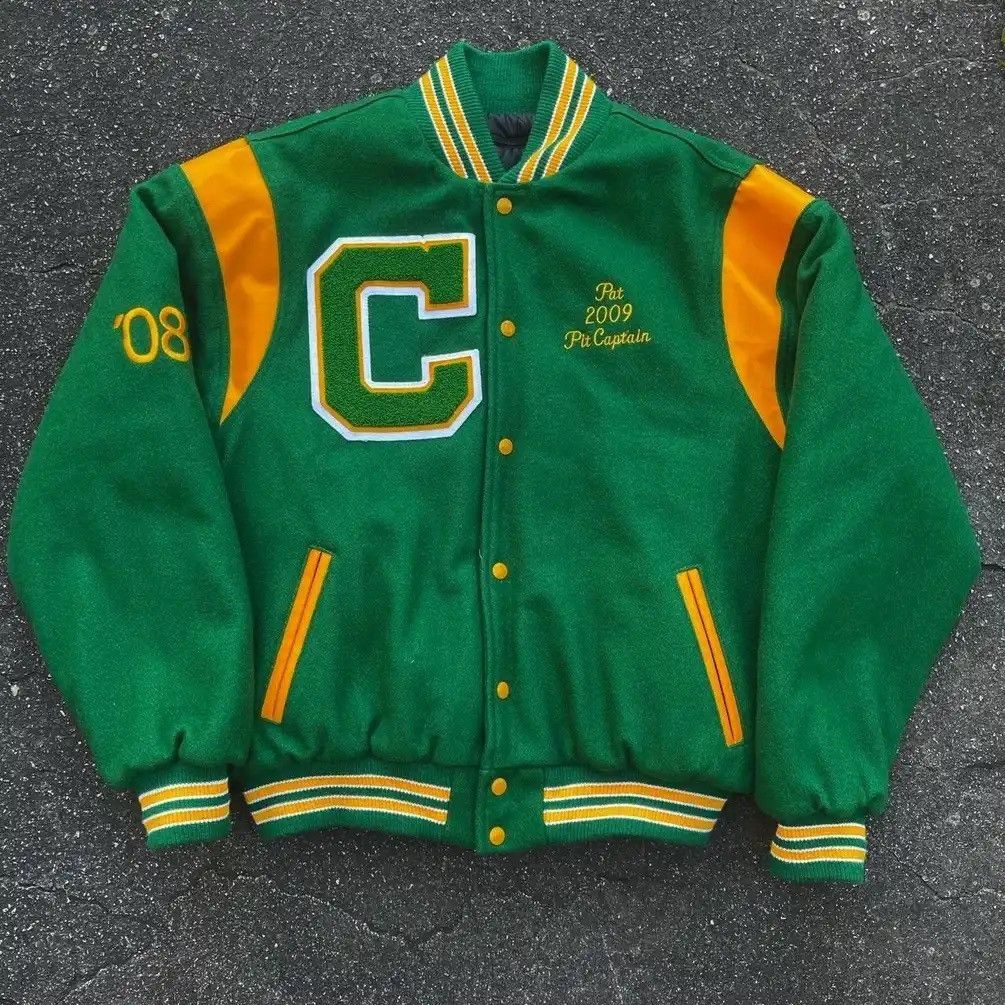 image of 2008 Clearview Marching Band Rennoc Classic Varsity Jacket in Green, Men's (Size XL)