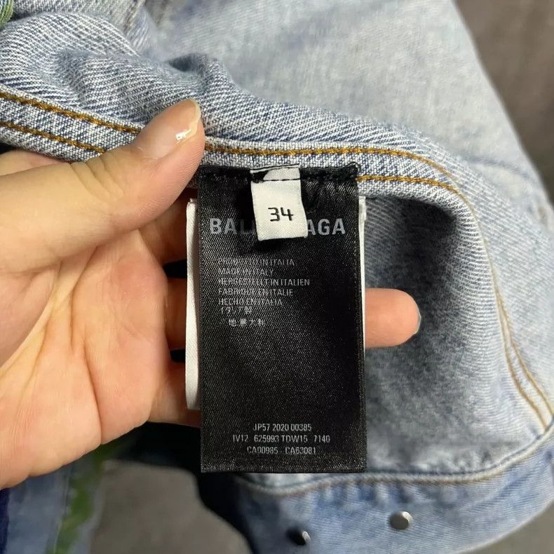 Balenciaga Balenciaga size 34 Blue plant logo denim jacket jacket Size XS / US 0-2 / IT 36-38 - 3 Thumbnail