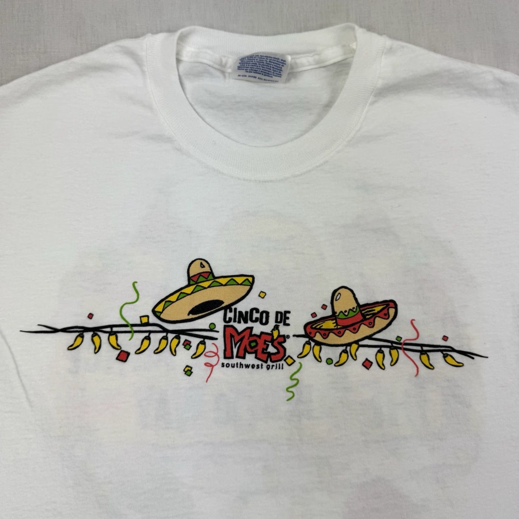 Hanes VINTAGE Hanes T-Shirt 90s Shirt Adult Large White Cinco De Mayo Promo Tee Mens L Size US L / EU 52-54 / 3 - 4 Thumbnail