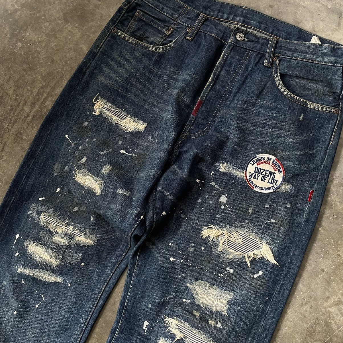 Wtaps WTAPS Extreme Distressed Patchwork Denim Selvedge Size US 34 / EU 50 - 2 Thumbnail