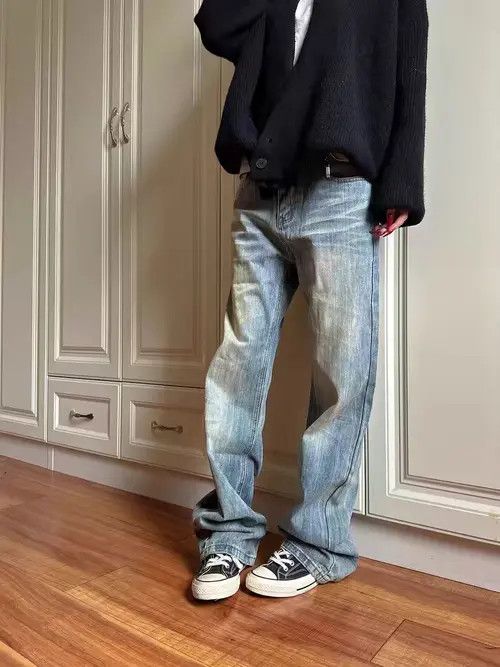 VIBE Vintage street Y2K electric print wide leg baggy jeans Size US 34 / EU 50 - 4 Thumbnail