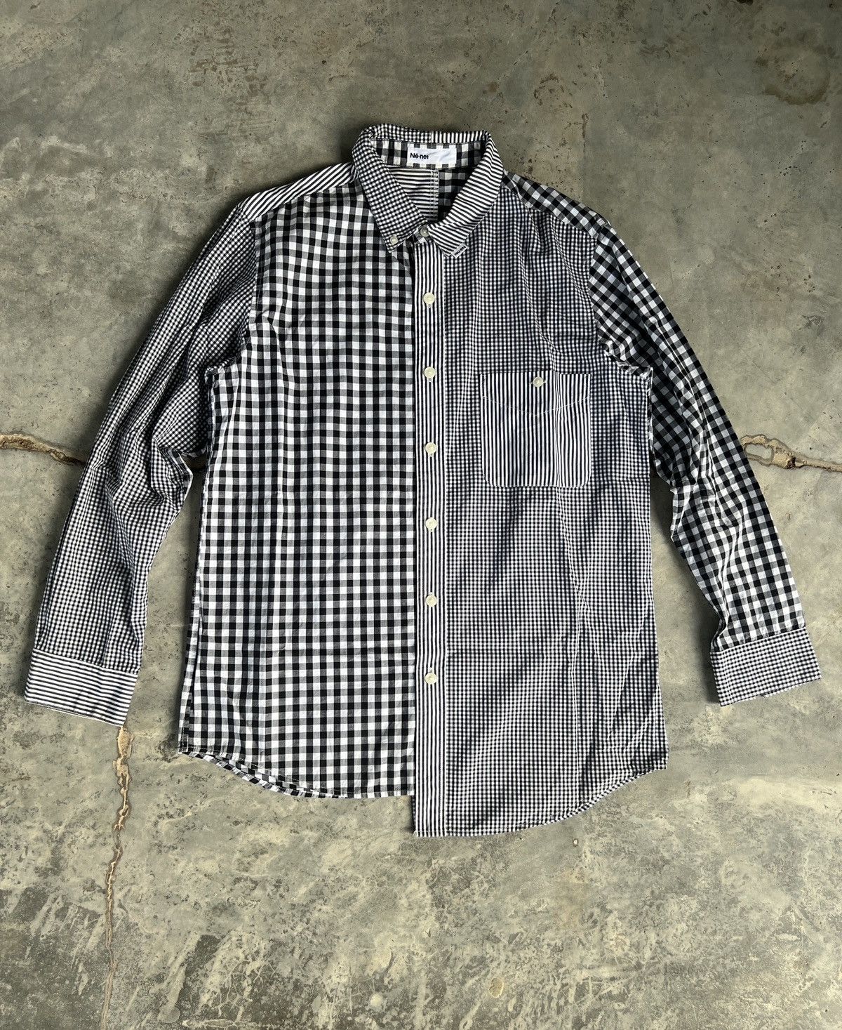 Issey Miyake × Japanese Brand × Ne-Net Ne-net X Issey Miyake Checked Patchwork Shirt Size US M / EU 48-50 / 2 - 1 Thumbnail