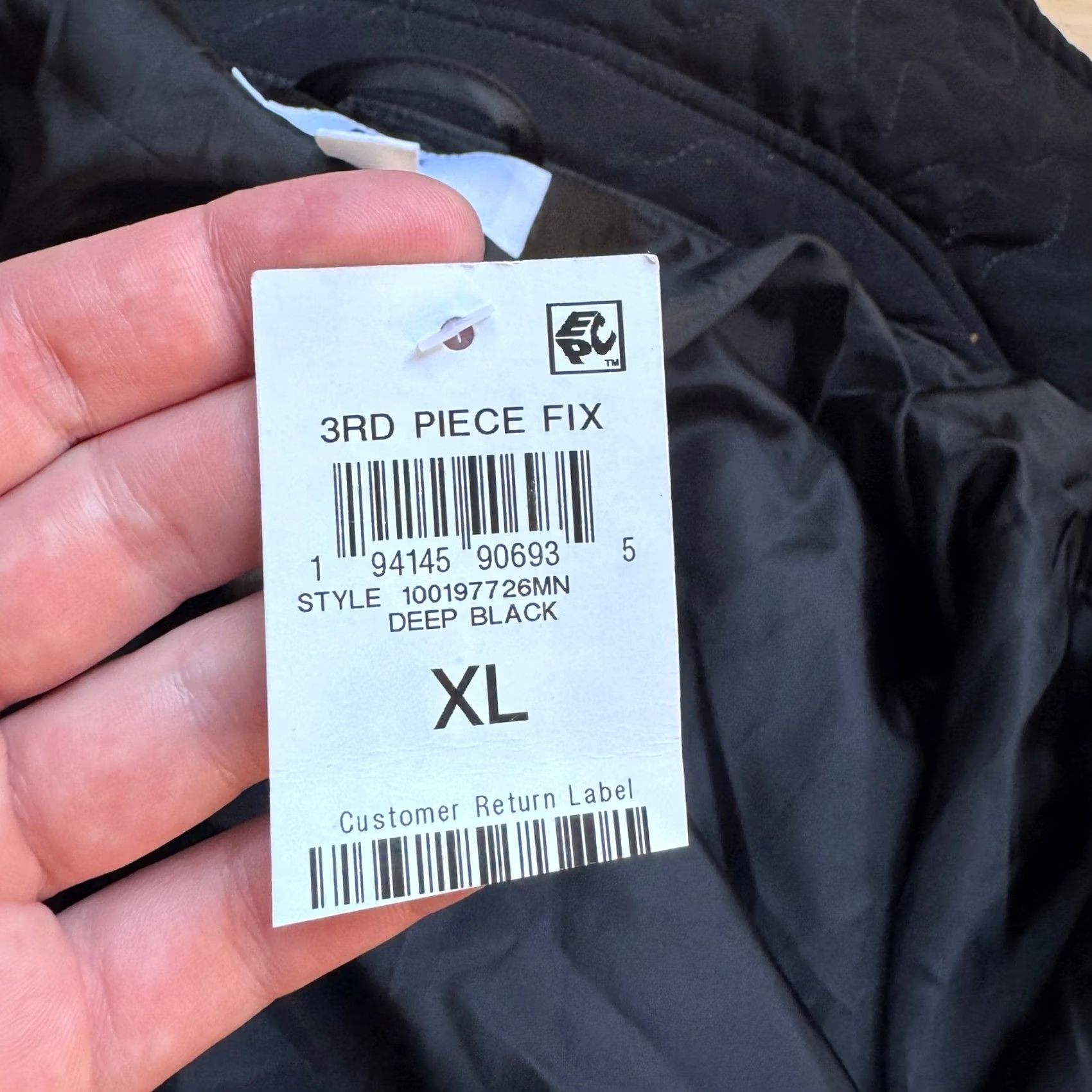 Vintage Mode of One Jacket Quilted Deep Black Snap Front Mens XL Size US XL / EU 56 / 4 - 3 Thumbnail